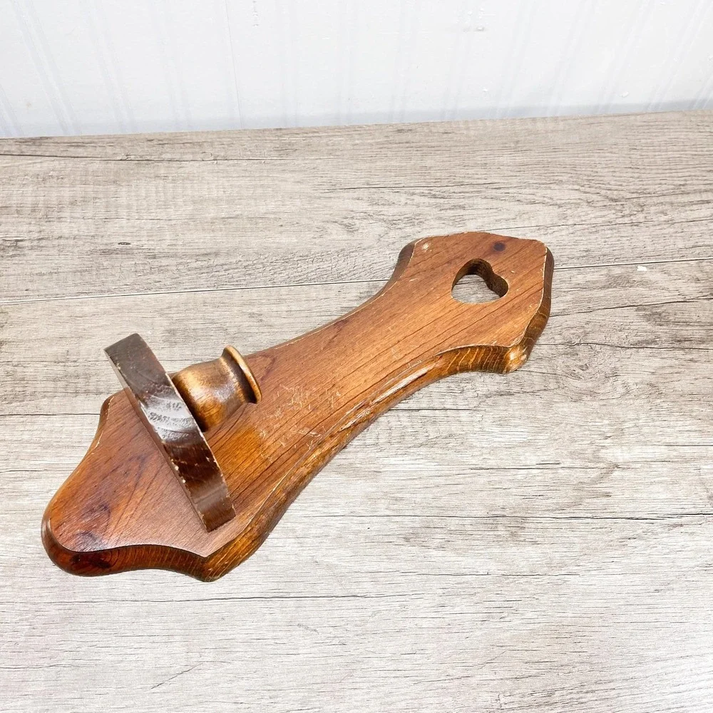Vintage‎ Wooden Heart Wall Sconce Candleholder: Midcentury Modern Home Decor